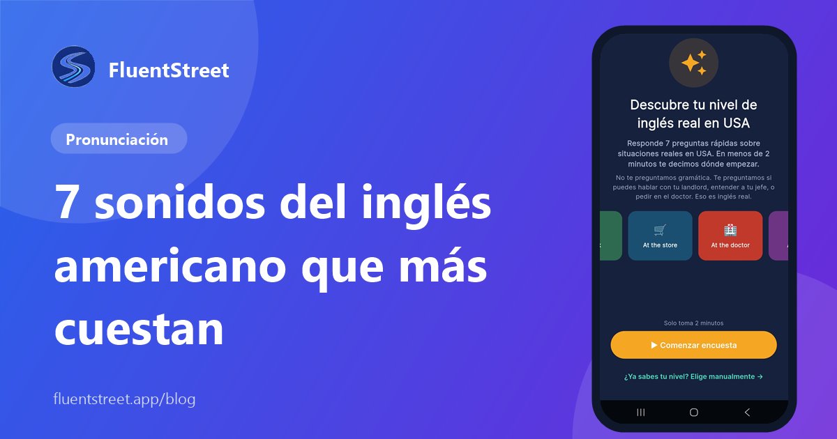 Portada: sonidos del inglés americano, con una captura de una lección de FluentStreet